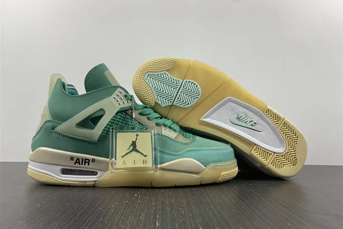 off-white x air jordan 4 sail neptune/T*f*ny green cv9388-102